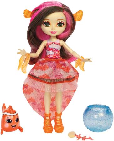Mattel FKV56 - Enchantimals - Bambola Cambia Colore + Amico Cucciolo - Clarita Il Pesce Pagliaccio
