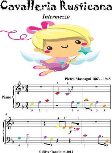 Cavalleria Rusticana Beginner Piano Sheet Music with Colored Notes