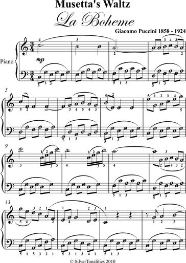 Musetta's Waltz La Boheme Easy Piano Sheet Music