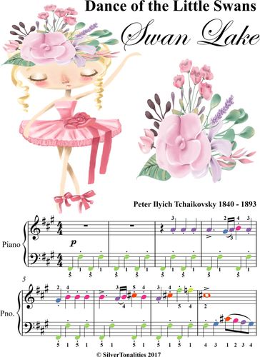 Dance of the Little Swans Easy Elementary Piano with Colored Notes