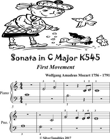 Sonata in C Major K545 First Movement Beginner Piano Sheet Music