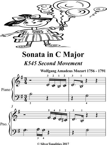 Sonata in C Major K545 Second Movement Beginner Piano