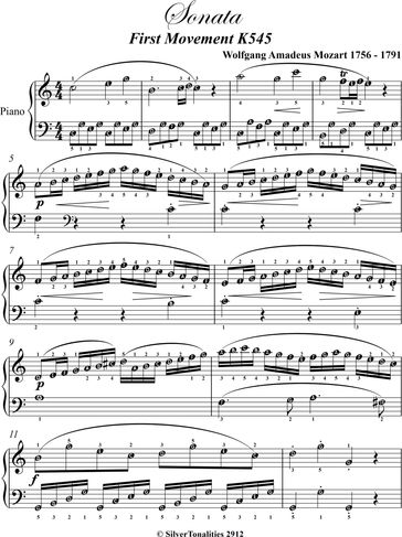 Sonata in C Major K545 First Movement Easy Piano Sheet Music