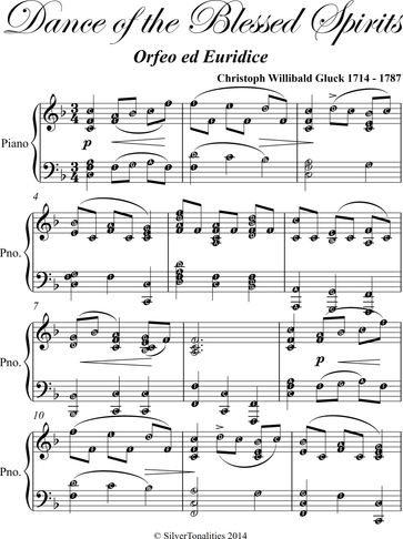 Dance of the Blessed Spirits Easy Intermediate Piano Sheet Music