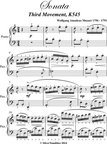 Sonata in C Major K545 Third Movement Elementary Piano Sheet Music