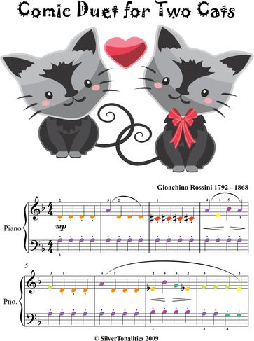 Comic Duet for Two Cats Easy Piano Sheet Music