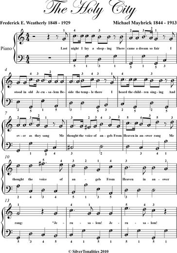 The Holy City Easy Piano Sheet Music