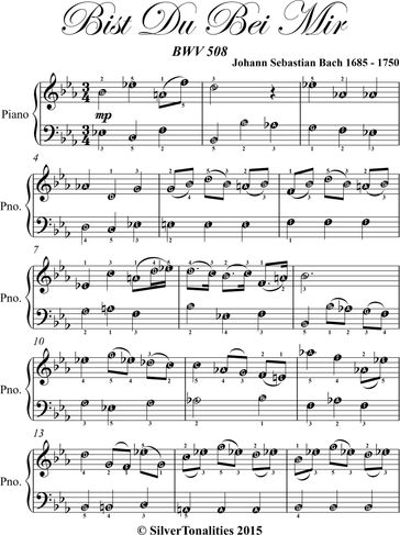 Bist Du Bei Mir BWV 508 Easy Piano Sheet Music