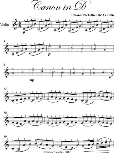 Canon in D Easy Violin Sheet Music