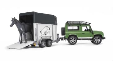 Bruder 02592 - Land Rover Defender Station Wagon Con Rimorchio E 1 Cavallo