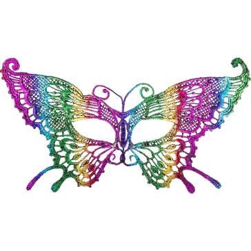 Carnival Toys 1771: Maschera Farfalla Multicolor In Tessuto Macrame' Su Cartoncino