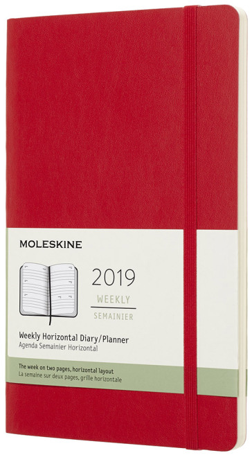 12 mesi - Agenda settimanale orizzontale - Large - copertina morbida - Rosso Scarlatto