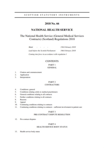 The National Health Service (General Medical Services Contracts) (Scotland) Regulations 2018