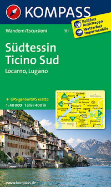 Carta escursionistica n. 111. Tesino Sud, Locarno, Lugano 1:40.000