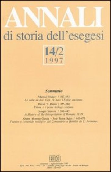 Annali di storia dell'esegesi. Vol. 14/2: 1997