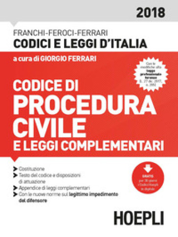 Codice di procedura civile e leggi complementari 2018-0