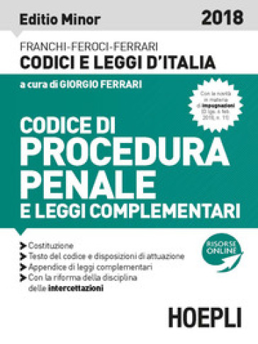 Codice di procedura penale 2018. Ediz. minore-0