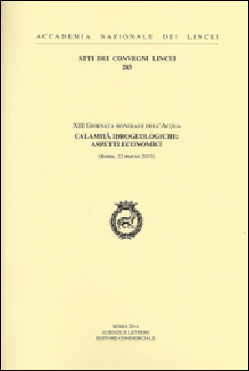 Calamità idrogeologiche. Aspetti economici. 13ª Giornata mondiale dell'acqua (Roma, 22 marzo 2013)