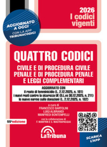 Quattro codici. Civile e di procedura civile, penale e di procedura penale e leggi complementari-0