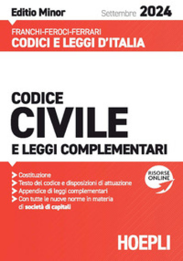 Codice civile e leggi complementari. Settembre 2024. Ediz. minor. Con espansione online-0