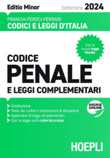 Codice Penale E Leggi Complementari. Settembre 2024. Ediz. Minor. Con La Nuova Legge Nordio