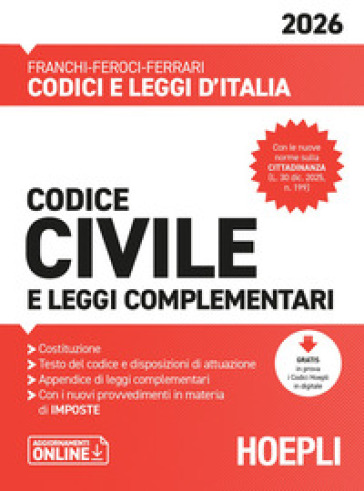 Codice civile e leggi complementari 2026. Nuova ediz.