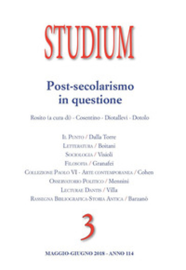 Studium (2018). Vol. 3: Post-Secolarismo In Questione