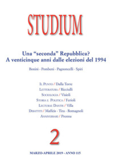 Studium (2019). Vol. 2: Una «seconda» Repubblica? A venticinque anni dalle elezioni del 1994