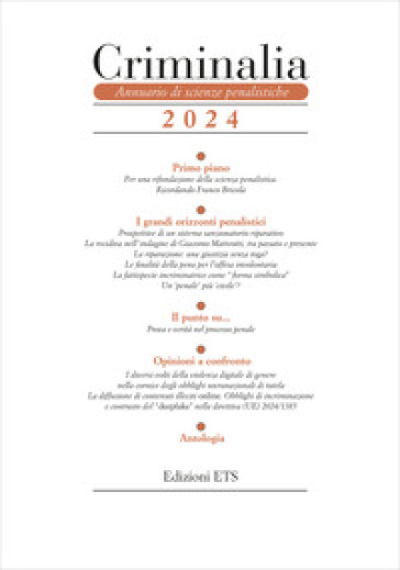 Criminalia. Annuario di scienze penalistiche (2024). Vol. 19