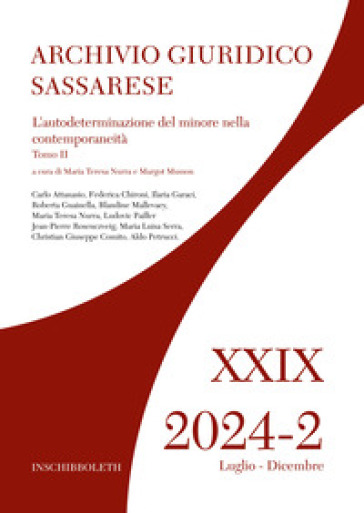 Archivio giuridico sassarese (2024). Vol. 2/2: L' autodeterminazione del minore nella contemporaneità