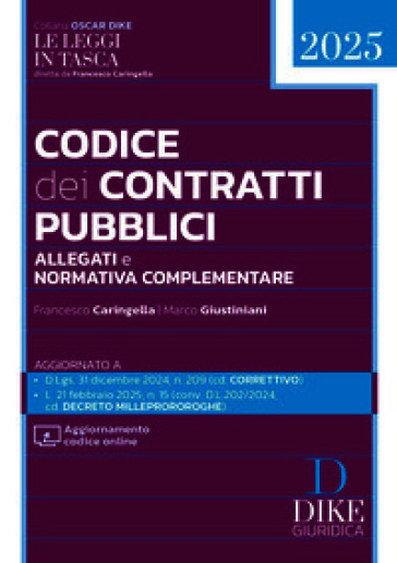 Codice dei contratti pubblici Pocket 2025. Con aggiornamento codice online
