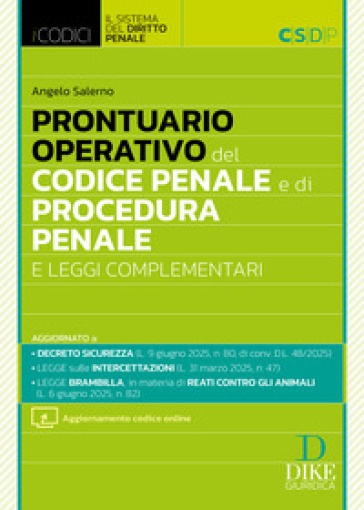 Prontuario operativo del codice penale e di procedura penale. Con aggiornamento codice online
