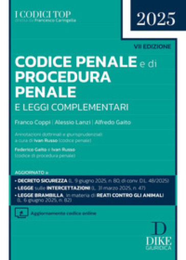 Codice penale e di procedura penale e leggi complementari 2025. Con Aggiornamento codice online