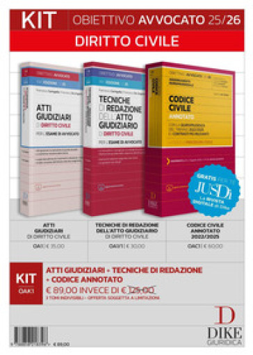 Kit. Obiettivo avvocato 25/26 Diritto civile: Atti giudiziari di diritto civile-Tecniche di redazione dell'atto giudiziario di diritto civile-Codice civile annotato 2022/2025. Con aggiornamento online