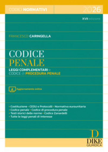 Codice penale. Leggi complementari e codice di procedura penale 2026. Con aggiornamento online