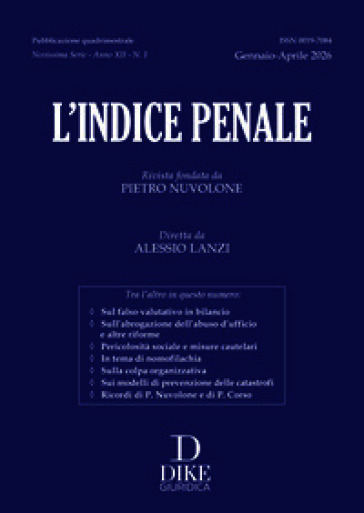 L'indice penale (2026). Vol. 1