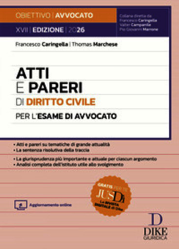 Atti e pareri di diritto civile per l'esame di avvocato 2026. Con aggiornamento online