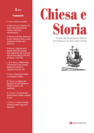 Chiesa e storia. Rivista dell'Associazione Italiana dei Professori di Storia della Chiesa. Vol. 5