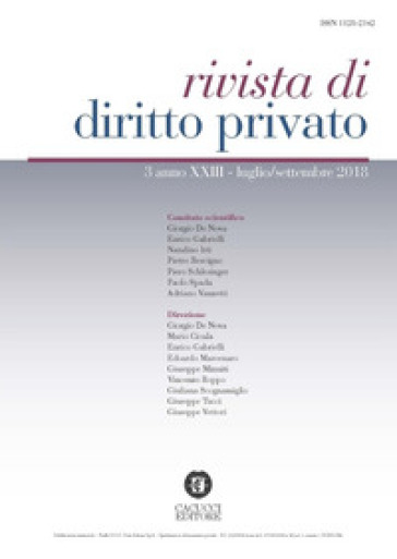 Rivista di diritto privato (2018). Vol. 3: Luglio-Settembre