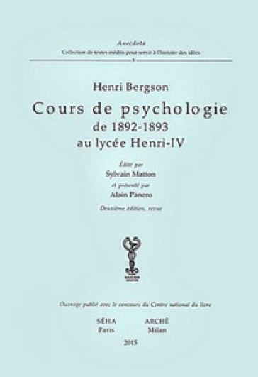 Cours de psychologie de 1892-1893 au Lycée Henri-IV