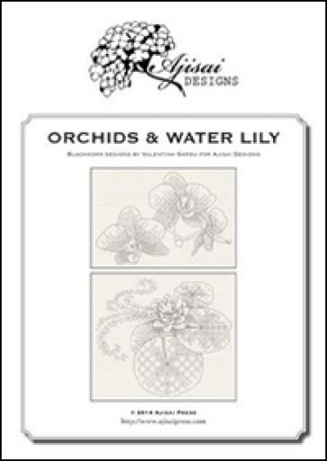 Orchids &amp; water lily. A blackwork designs