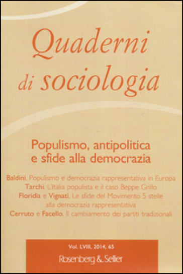 Quaderni di sociologia. Vol. 65: Populismo, antipolitica e sfide alla democrazia