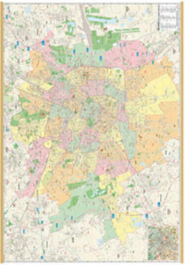 Milano e comuni limitrofi con codici postali (carta murale plastificata)-0