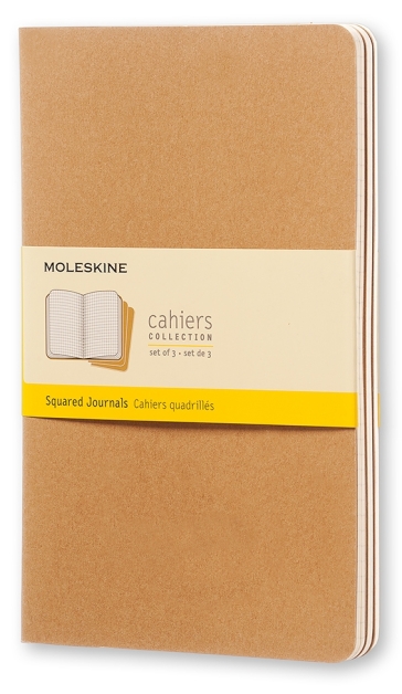 Set 3 Quaderni Cahier Journal a Quadretti - Large - Copertina Kraft