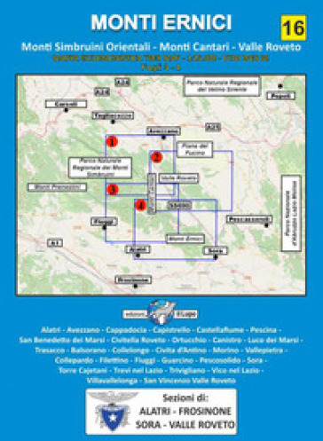 Carta Monti Ernici. Monti Ernici, Monti Cantari, Simbruini Orientali, Valle Roveto