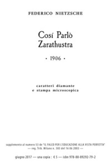 Così parlò Zarathustra. Ediz. a caratteri diamante e stampa microscopica