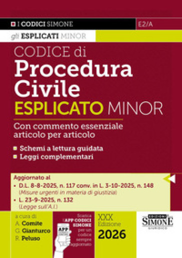 Codice di procedura civile esplicato. Ediz. minor. Con APP CODICI SIMONE per un codice sempre aggiornato