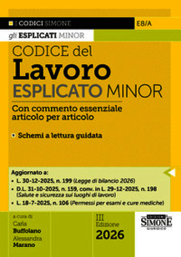 Codice del Lavoro esplicato. Commento essenziale, articolo per articolo, alle principali norme di diritto del lavoro. Minor