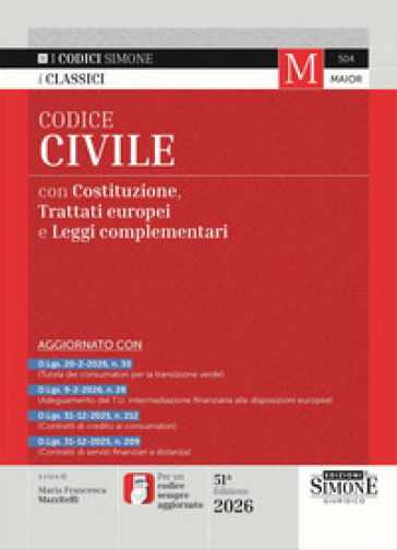 Codice civile. Con Costituzione, Trattato UE e leggi complementari. Con Scarica l'APP CODICI SIMONE per un codice sempre aggiornato