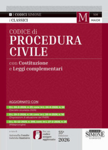 Codice di procedura civile con Costituzione e leggi complementari. Nuova ediz. Con app Codici Simone